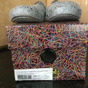 Melissa + Campana Silver Glitter Flats